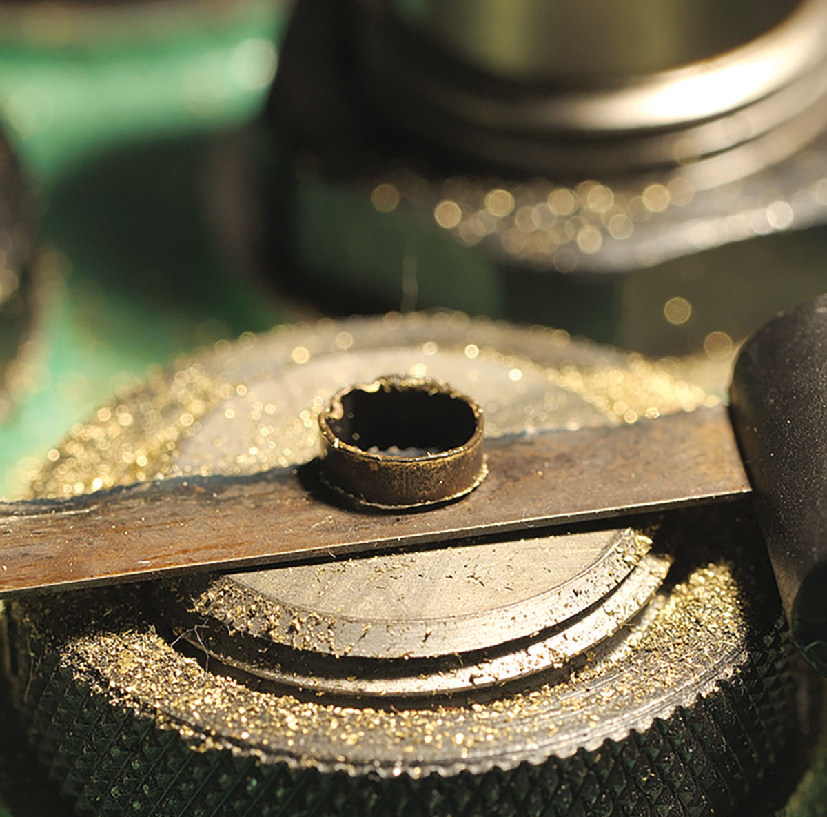 The top of the case is cut off to bring it down to an approximate length for the .219 Zipper.